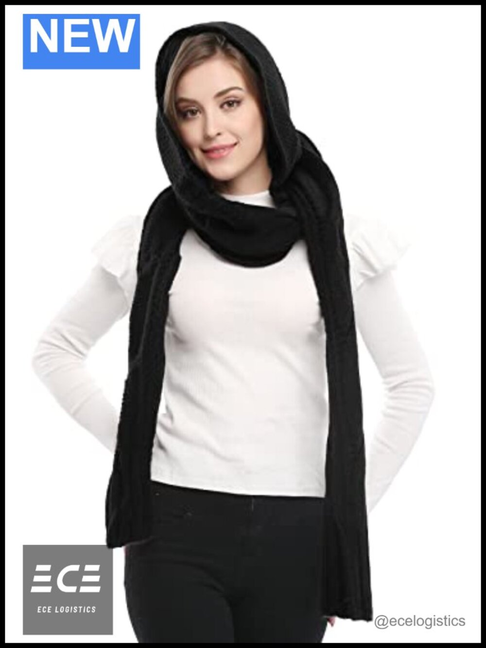 Knit Hooded Scarf Pullover Headscarf Hoodie Hat Wool Winter